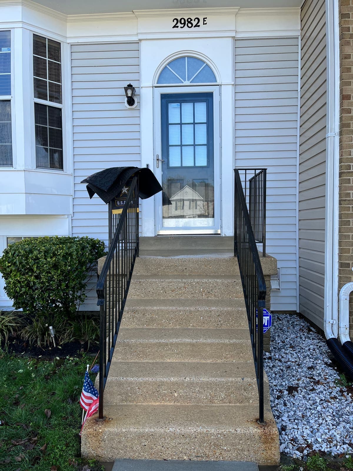 Concrete entrance steps clean after washing