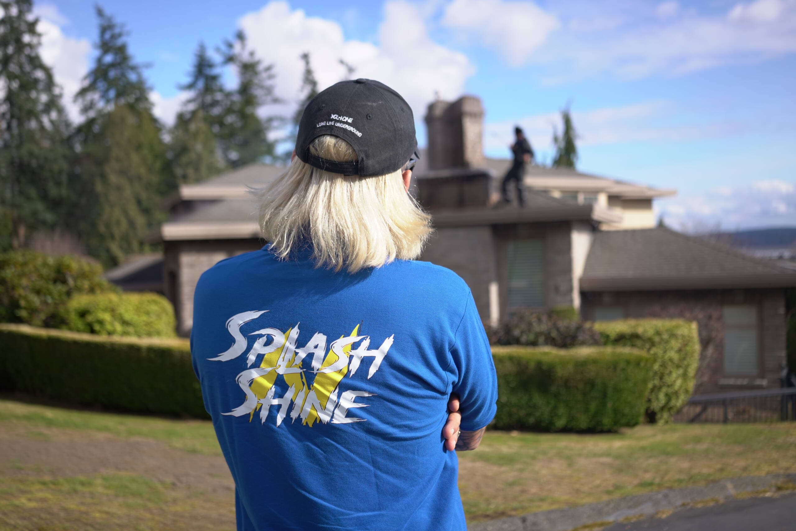 Low-slope roof on a Lower Mainland home in need of clearing and cleaning